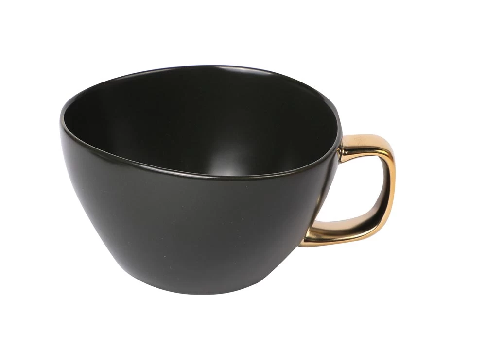 Milchkaffeetasse, APS Porcelain, Dynasty, DunkelgrĂŒn/gold - 240ml