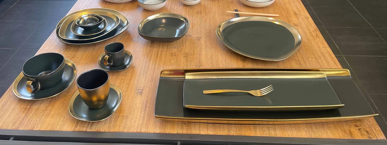 Milchkaffeetasse, APS Porcelain, Dynasty, DunkelgrĂŒn/gold - 240ml â Bild 3