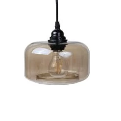 Glas Hängelampe, Grau-Metallic