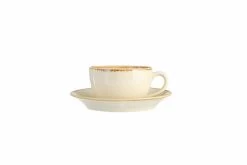 Milchkaffeetasse Mit Untertasse, Porland Porselen, Seasons Beige