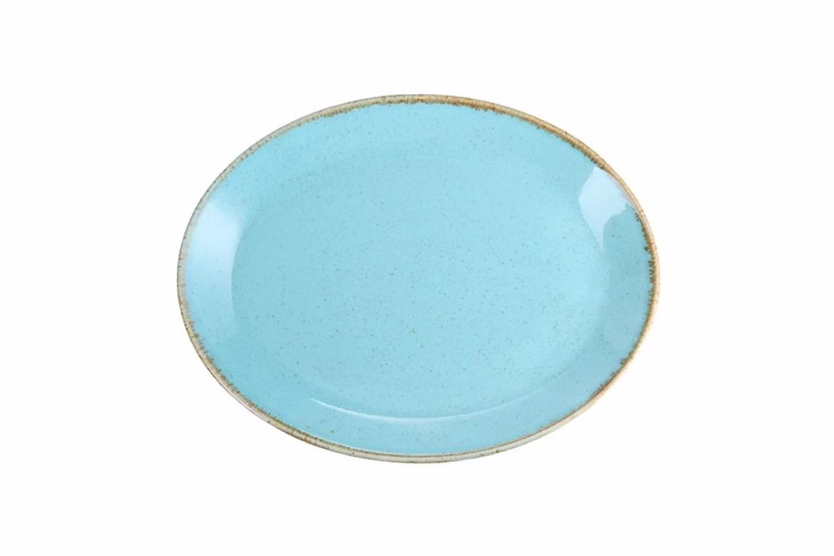 Platte Oval, Porland Porselen, Seasons Turquoise - 27,2cm X 36cm