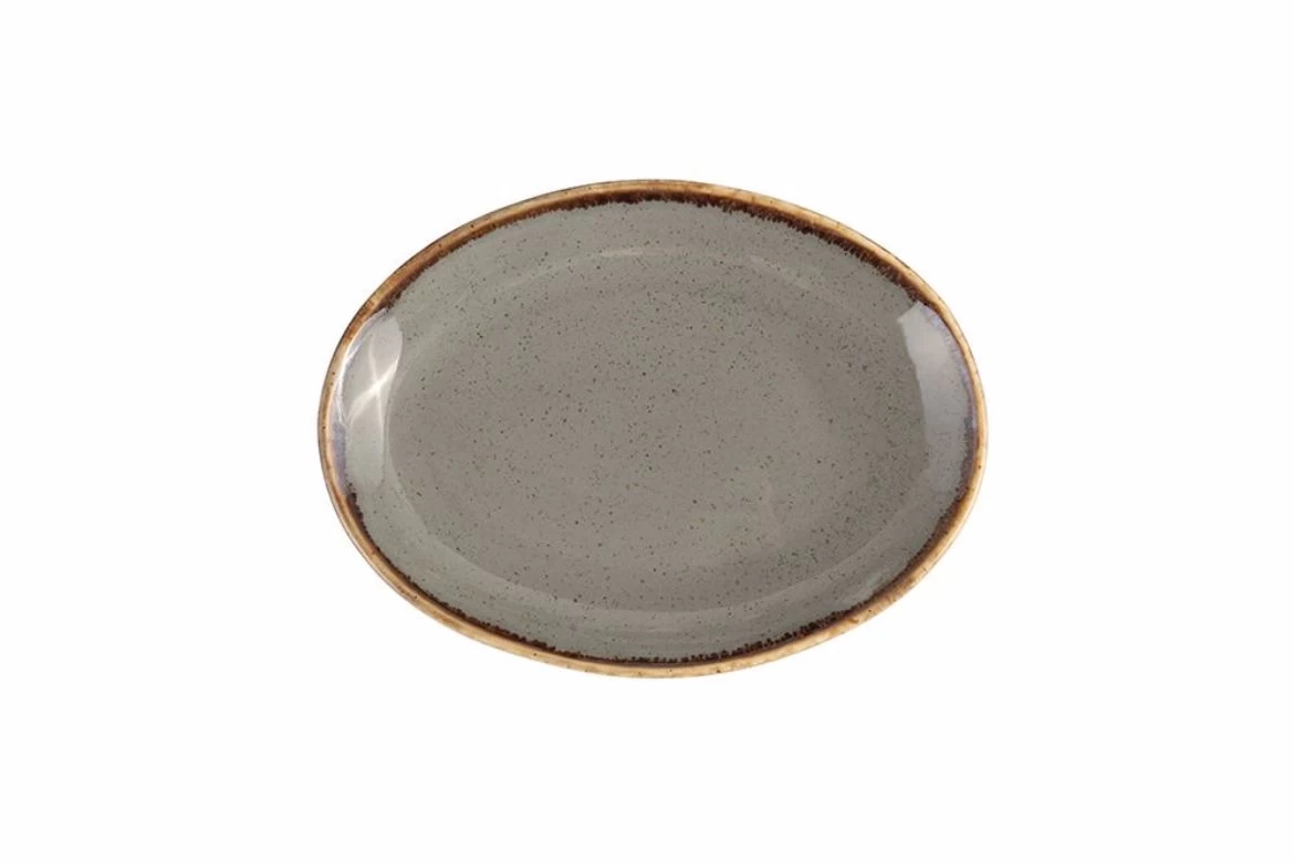 Platte Oval, Porland Porselen, Seasons Dark Grey - 23,7cm X 31cm