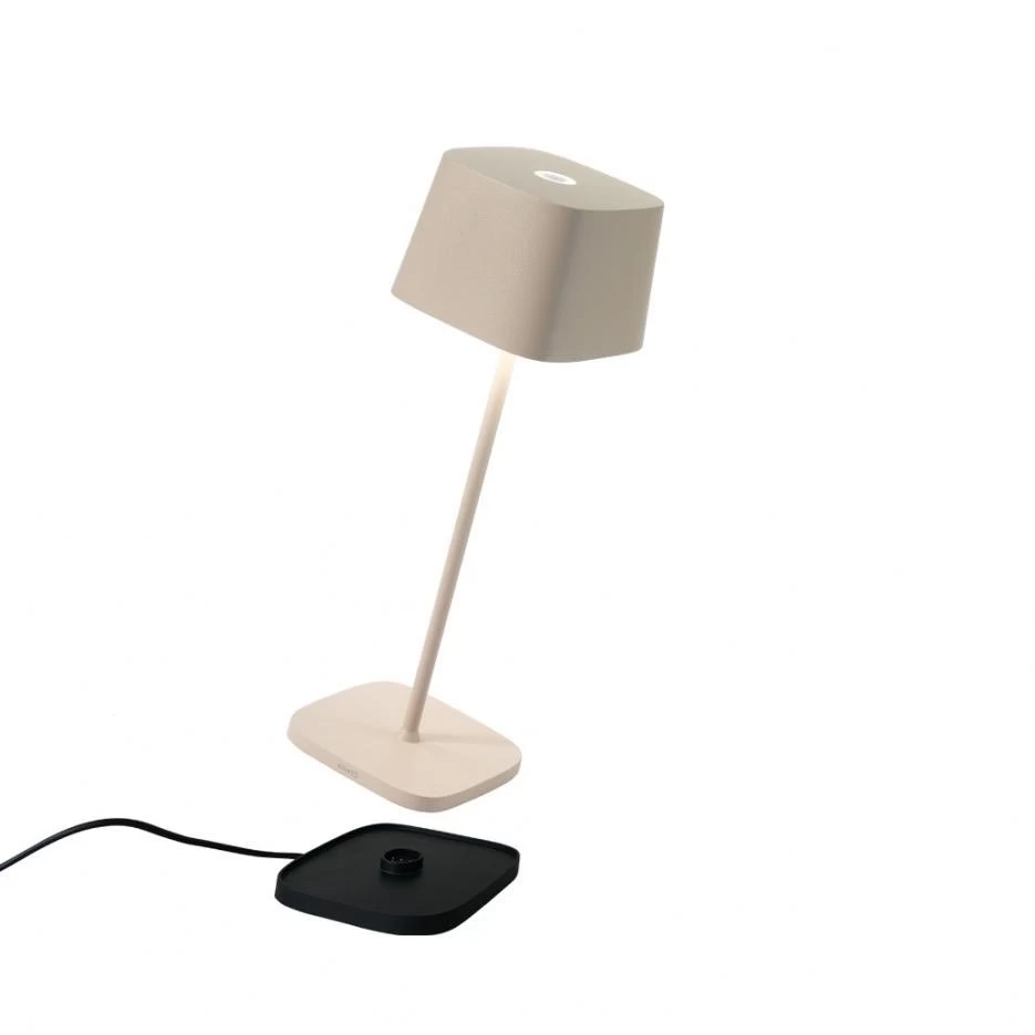 Akku LED-Tischlampe, Zafferano Ofelia Pro, Sand - 29cm